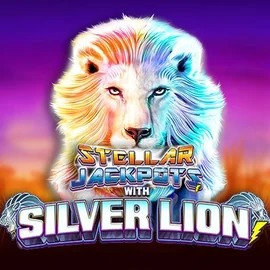 Stellar Jackpots with Silver Lion online game logo by Lightning Box Game on twinncasino.com